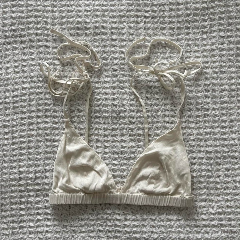 skims bridal tie up silk bralette